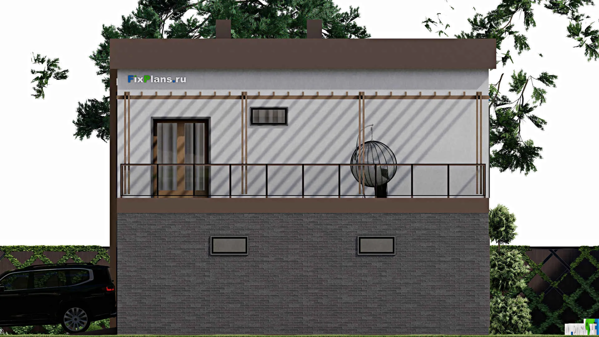 F-9197 - Проект двухэтажного дома 11 на 12, площадью 180 м² с балконом, гаражом на 1 машину и 3 спальнями