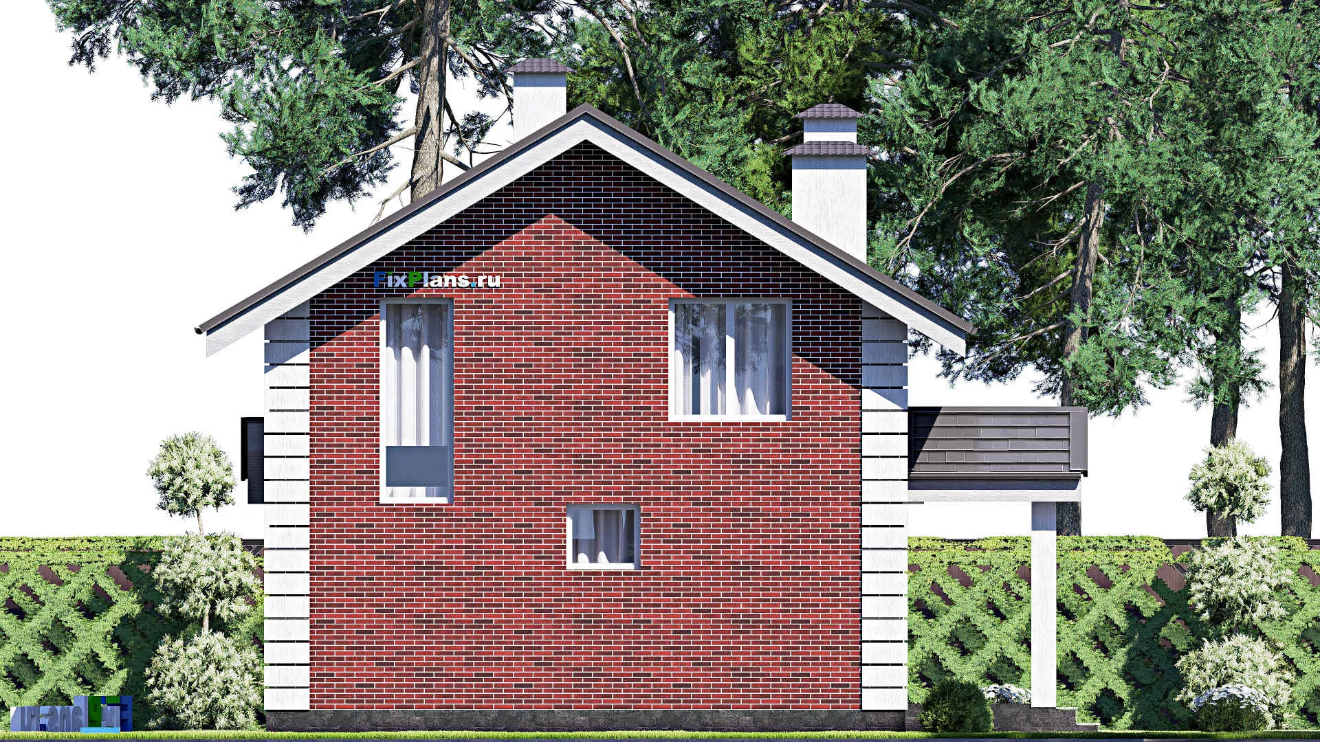 F-17342 - Планы дома с мансардой 10 на 12, площадью 120 м² с террасой и 3 спальнями