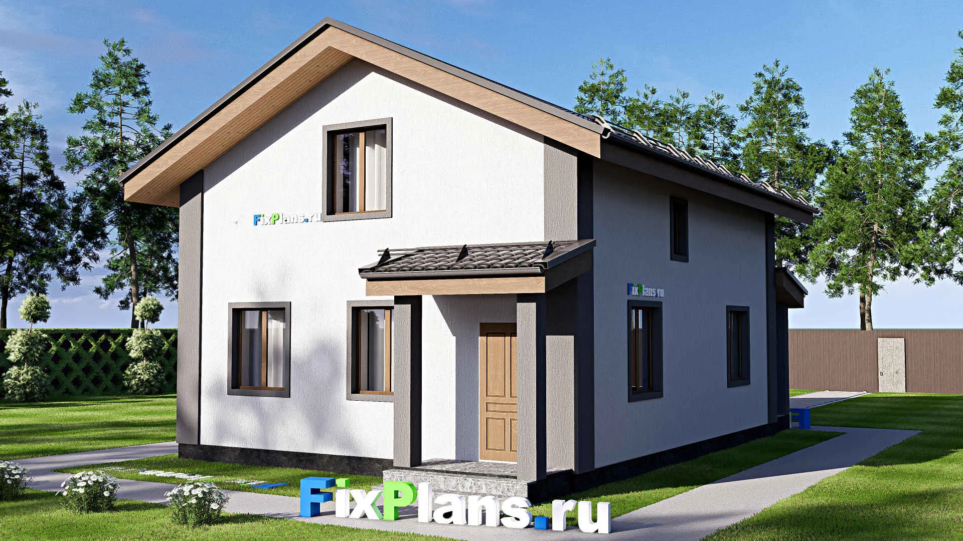 F-17810 - Проект дома с мансардой 9 на 13, площадью 130 м² с террасой и 4 спальнями