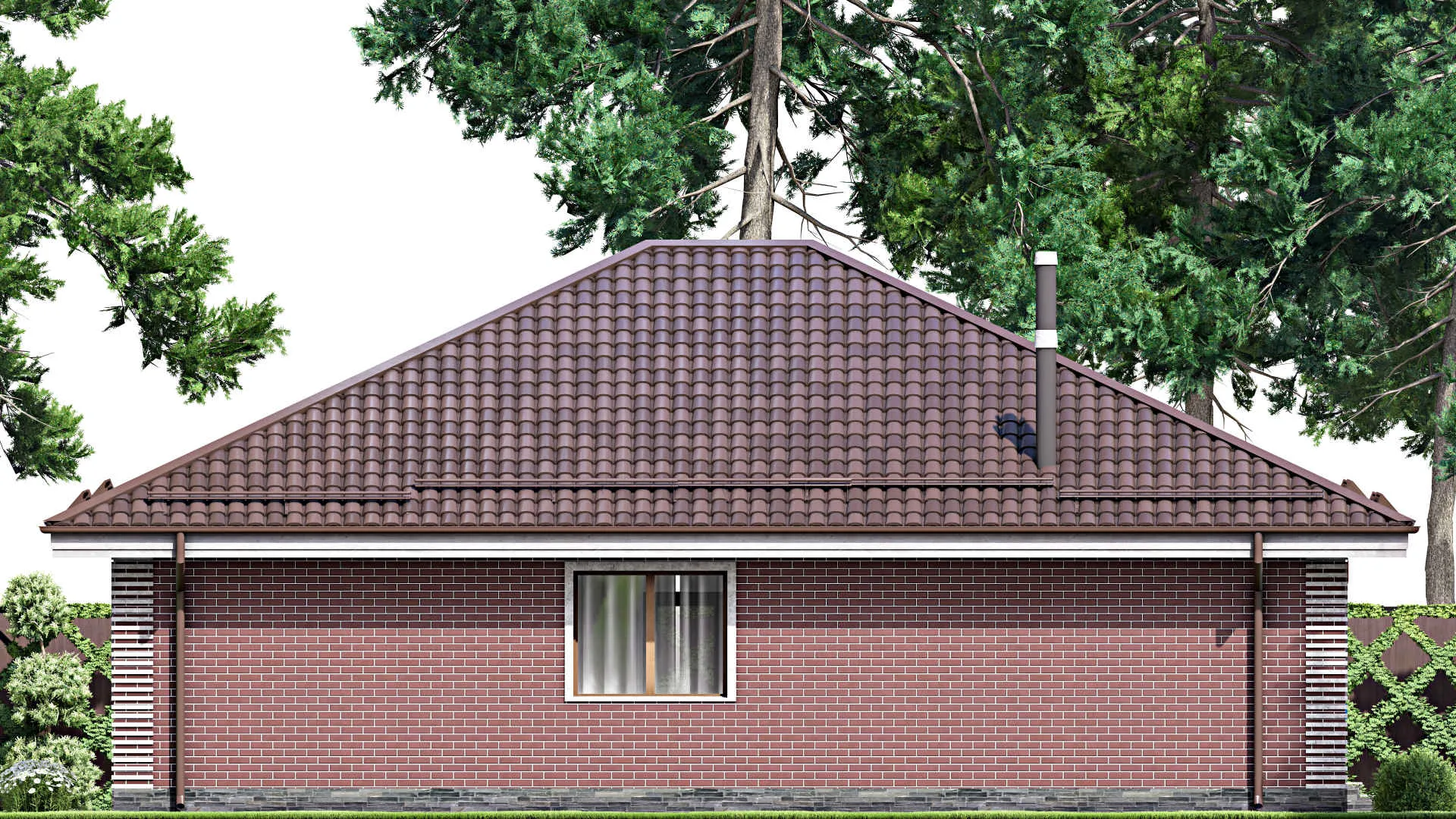 F-14012 - Проект одноэтажного дома 13 на 15, площадью 130 м² с террасой и 2 спальнями