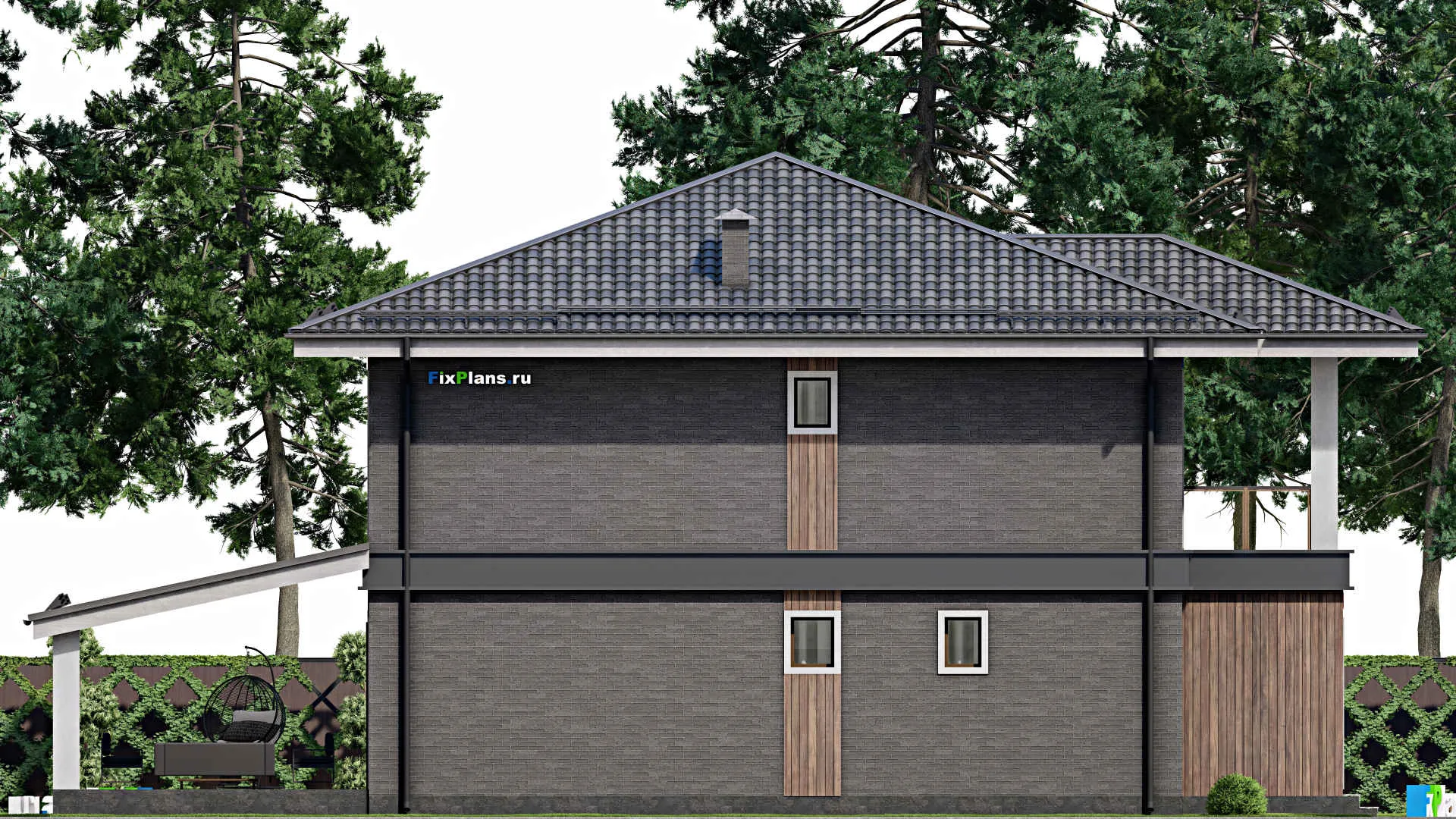 F-6227 - Проект двухэтажного дома 13 на 20, площадью 270 м² с террасой, балконом и 4 спальнями